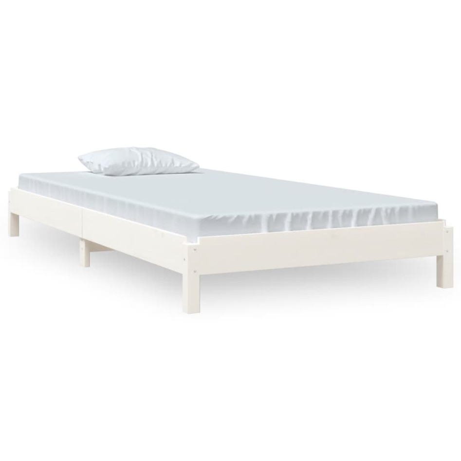 Cama apilable de madera pino maciza blanco 90x190