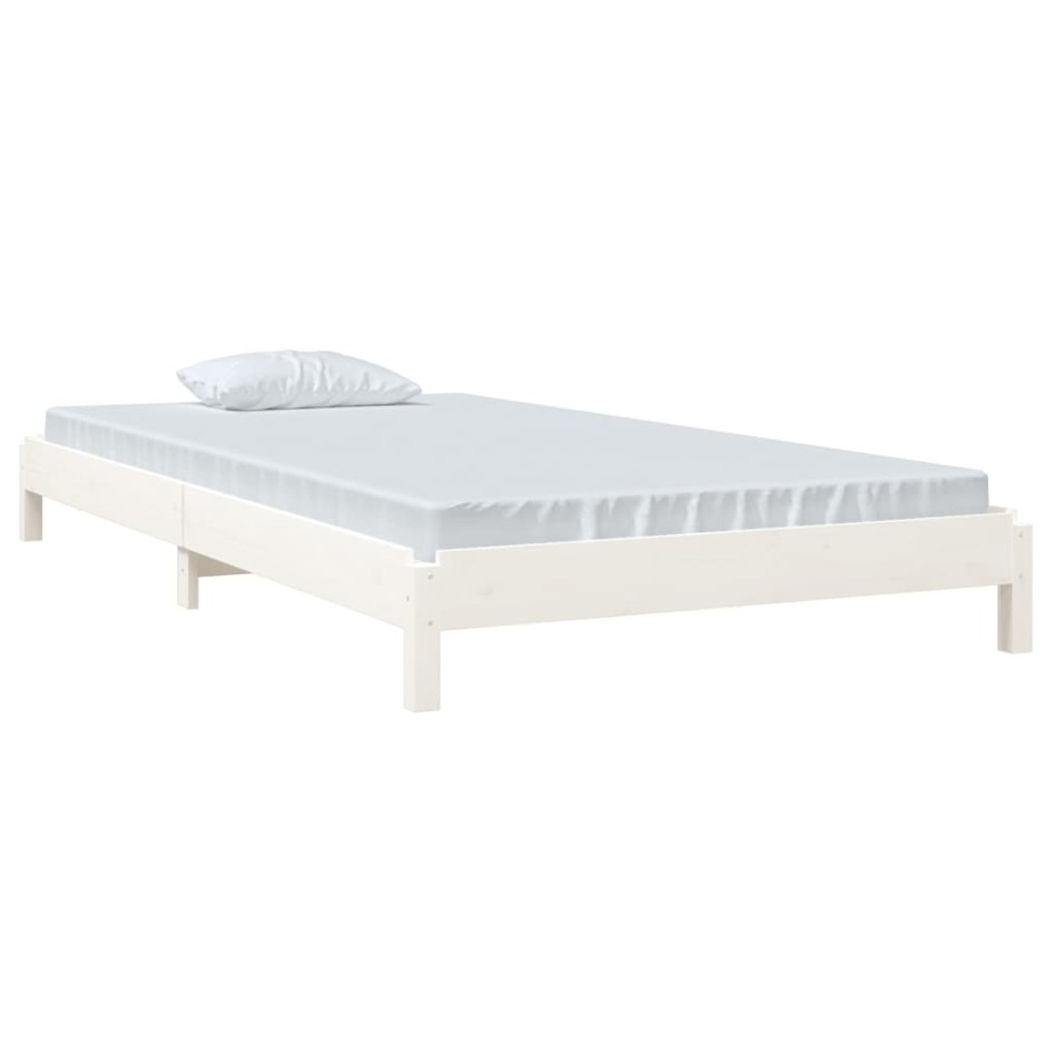 Cama apilable de madera pino maciza blanco 90x190