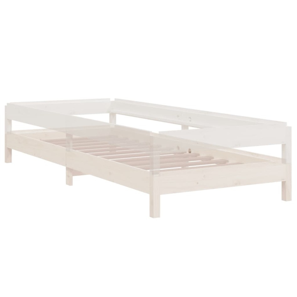 Cama apilable de madera pino maciza blanco 90x190