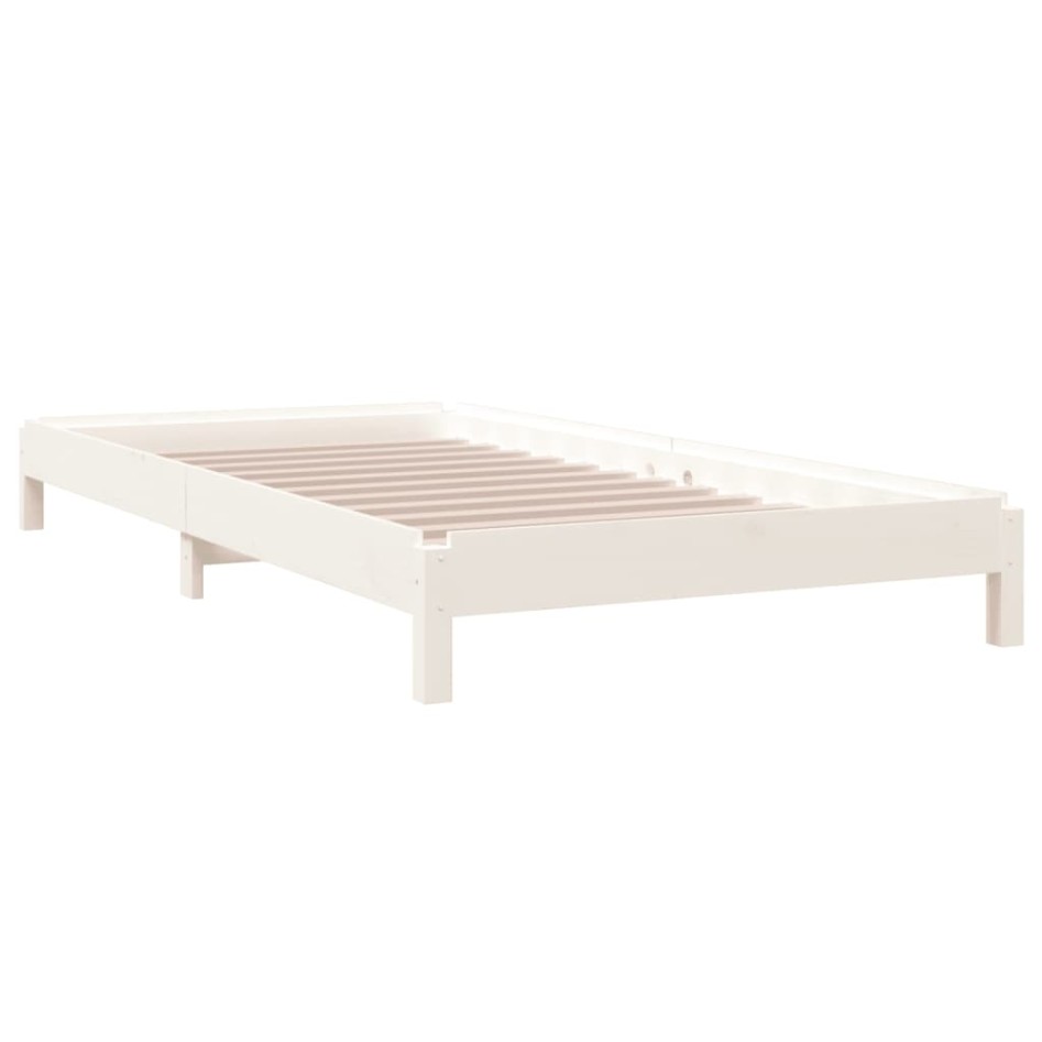 Cama apilable de madera pino maciza blanco 90x190