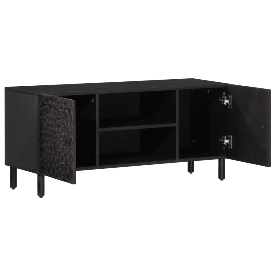 Mueble de TV madera maciza de mango negro 105x33x46