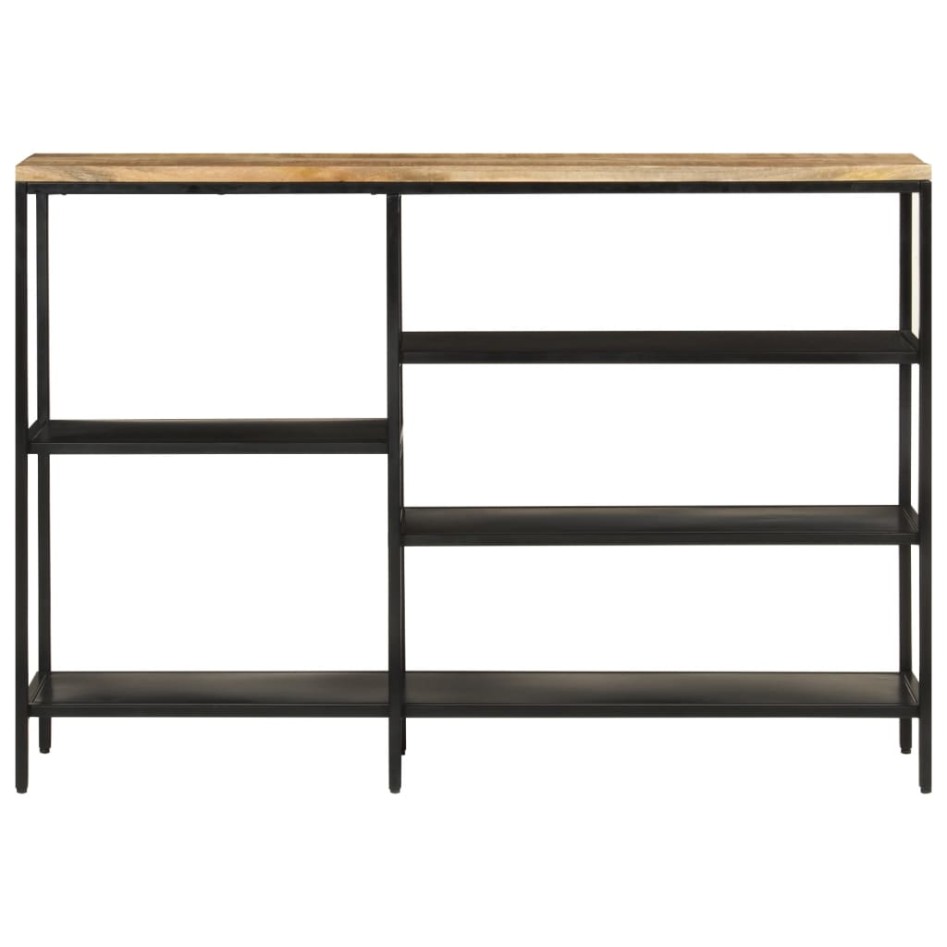 Mesa consola madera maciza mango rugosa y hierro 110x30x75