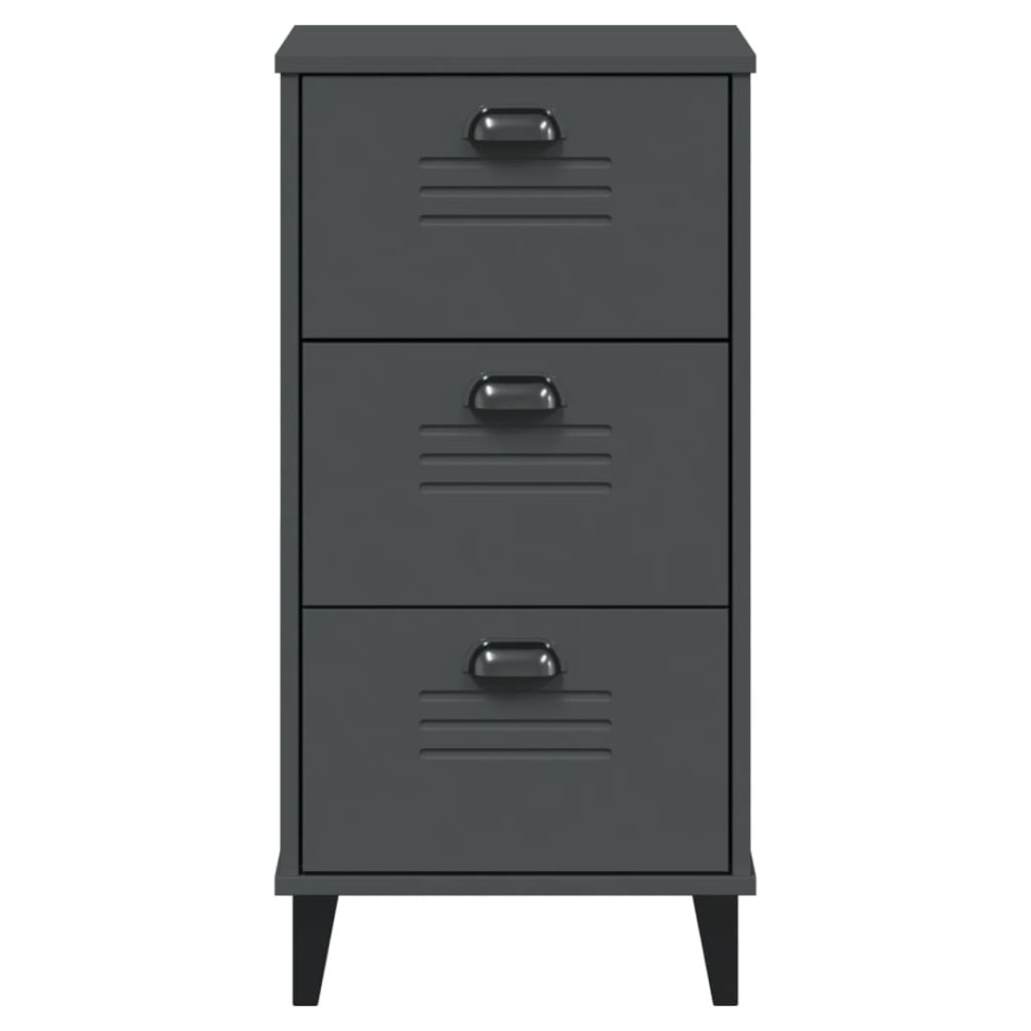 Mesita de noche VIKEN madera maciza de pino gris