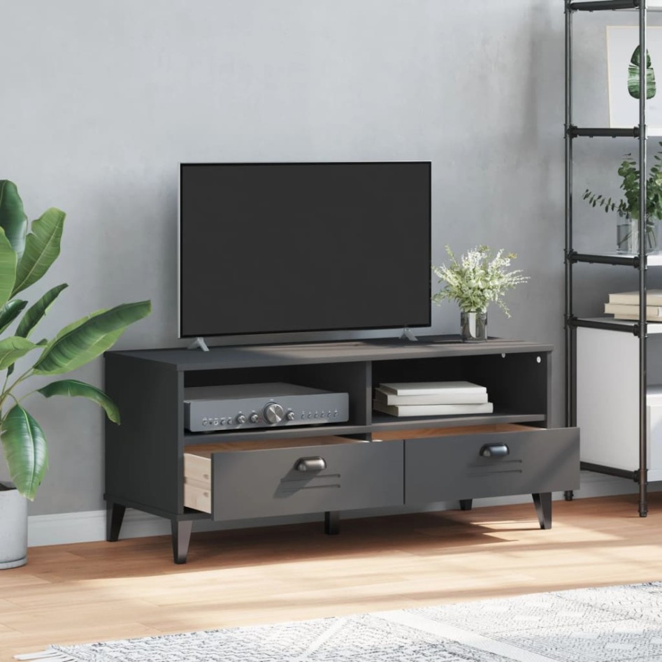 Mueble de TV VIKEN madera maciza de pino gris