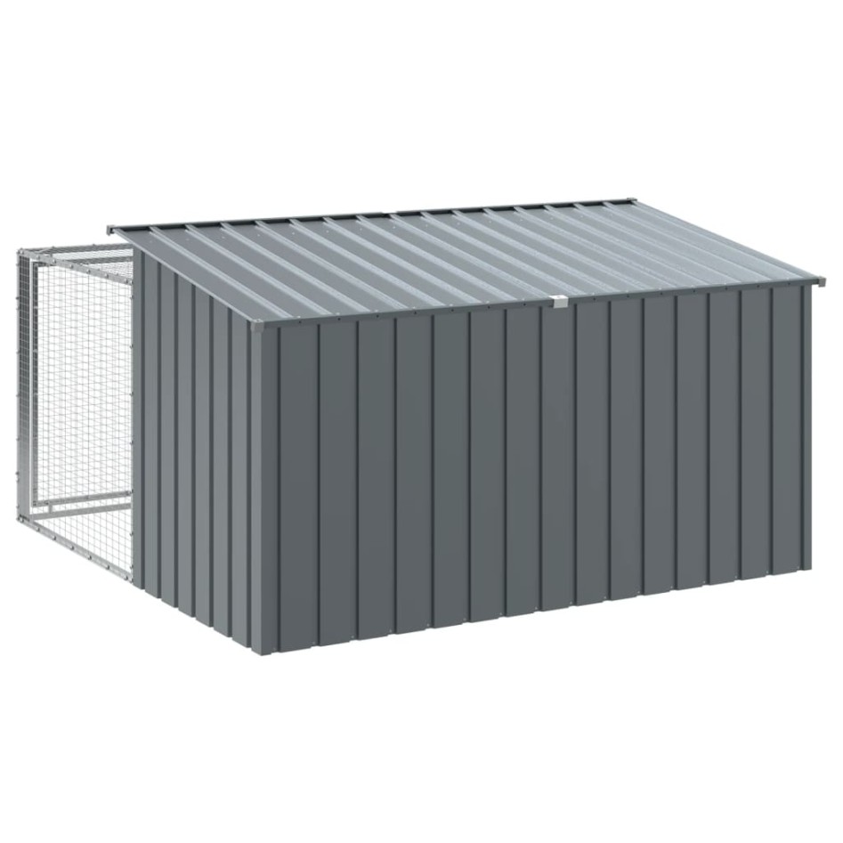 Caseta perros con corral acero galvanizado gris 197x194x110