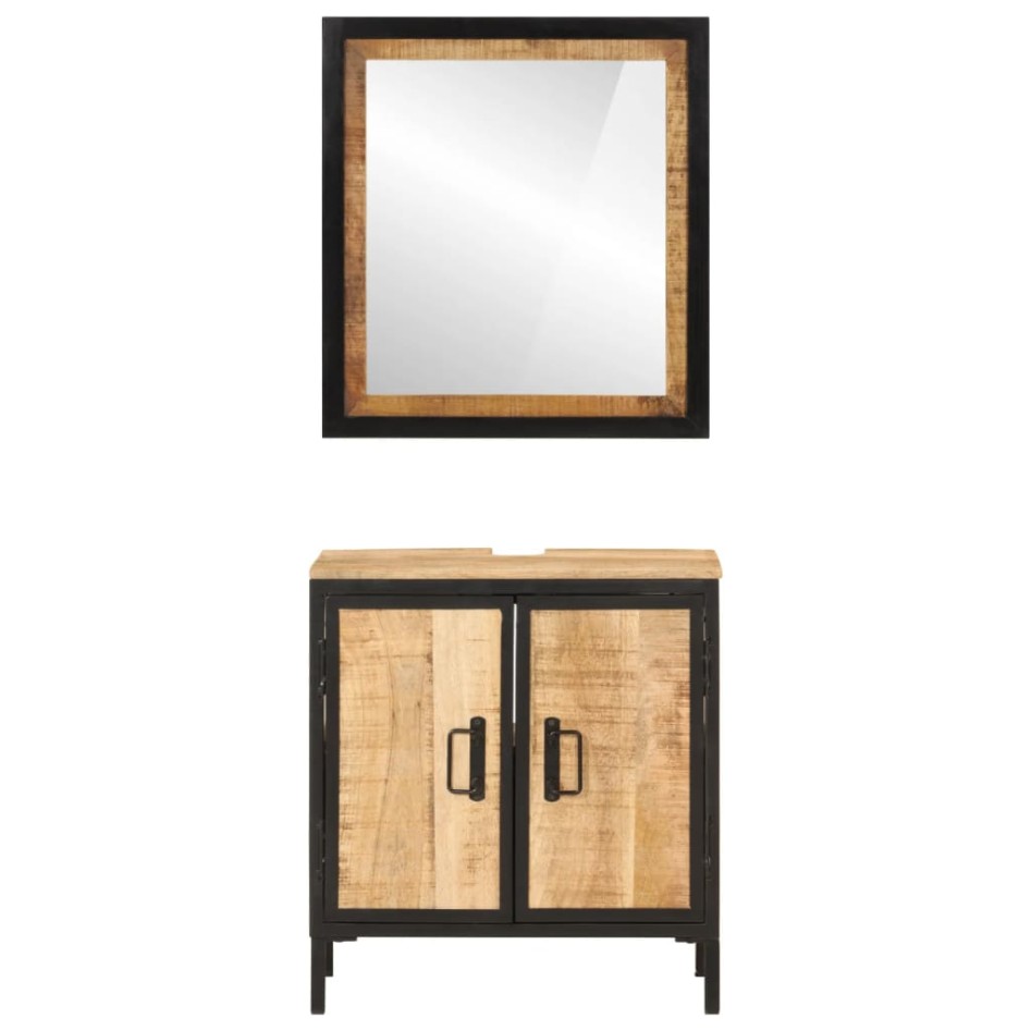 Conjunto de muebles de baño 2 pzas madera maciza mango y