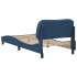Estructura de cama con cabecero de tela azul 80x200