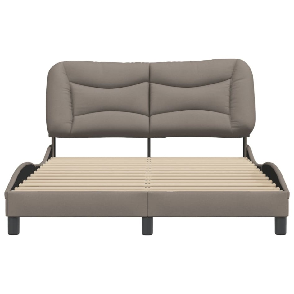 Estructura de cama con cabecero de tela gris taupe 140x190