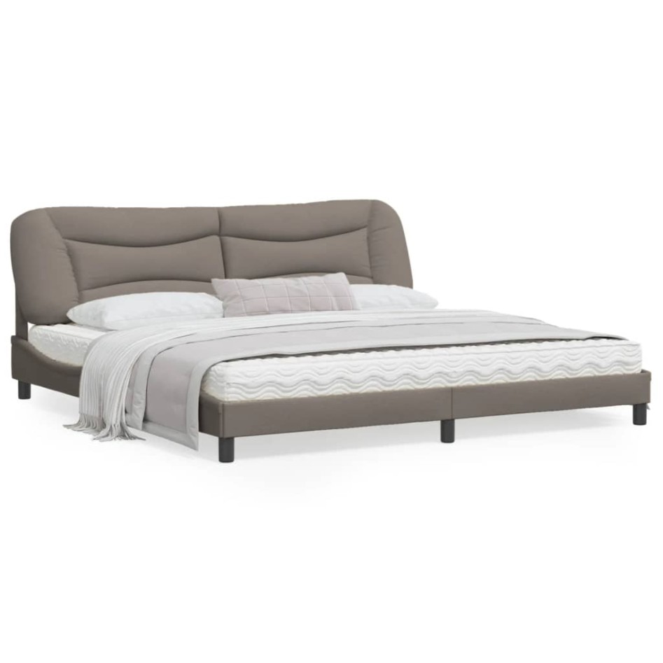 Estructura de cama con cabecero de tela gris taupe 200x200