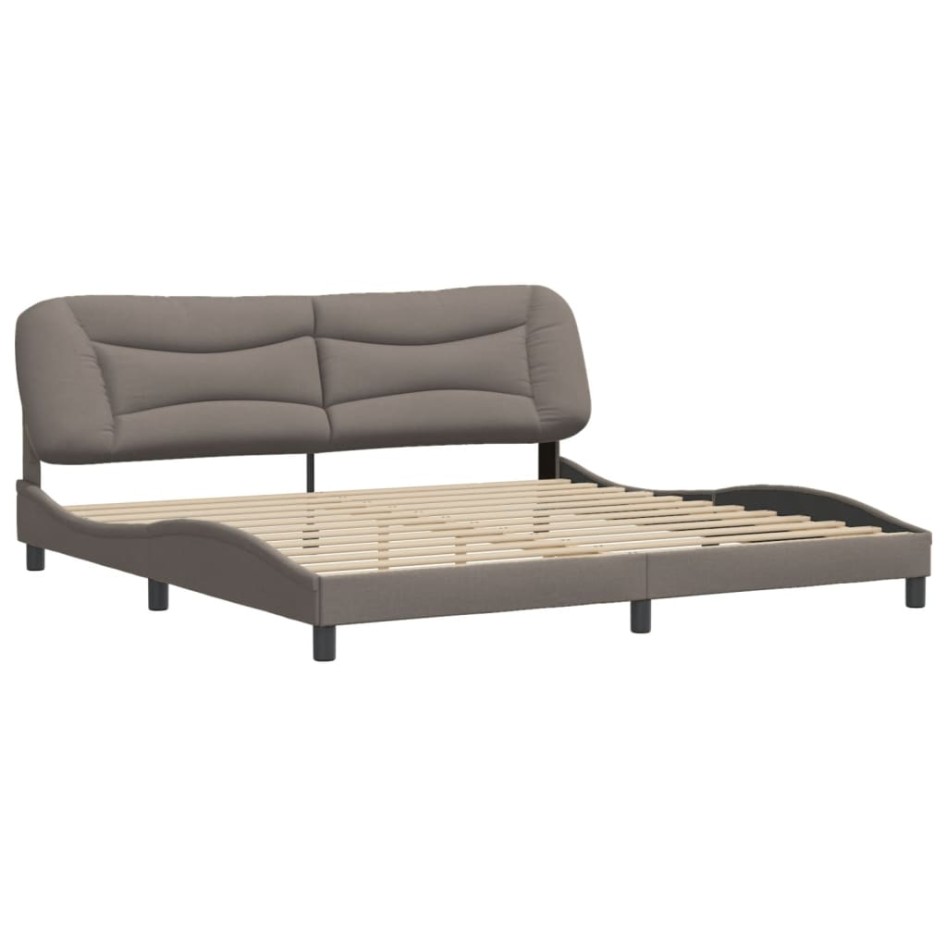 Estructura de cama con cabecero de tela gris taupe 200x200
