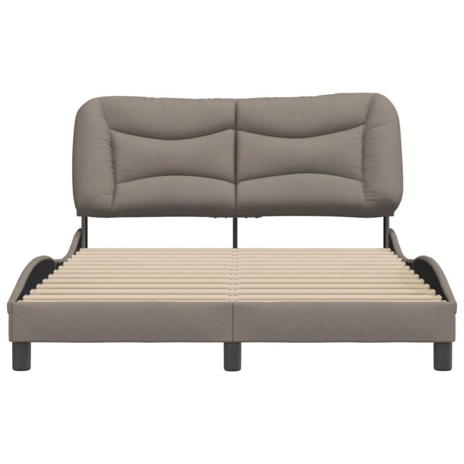 Estructura de cama con cabecero de tela gris taupe 120x200
