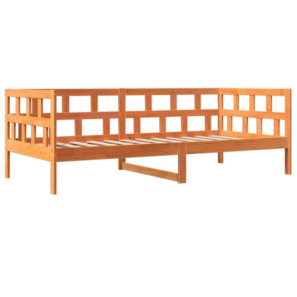 Sofá cama de madera maciza de pino marrón cera 90x190