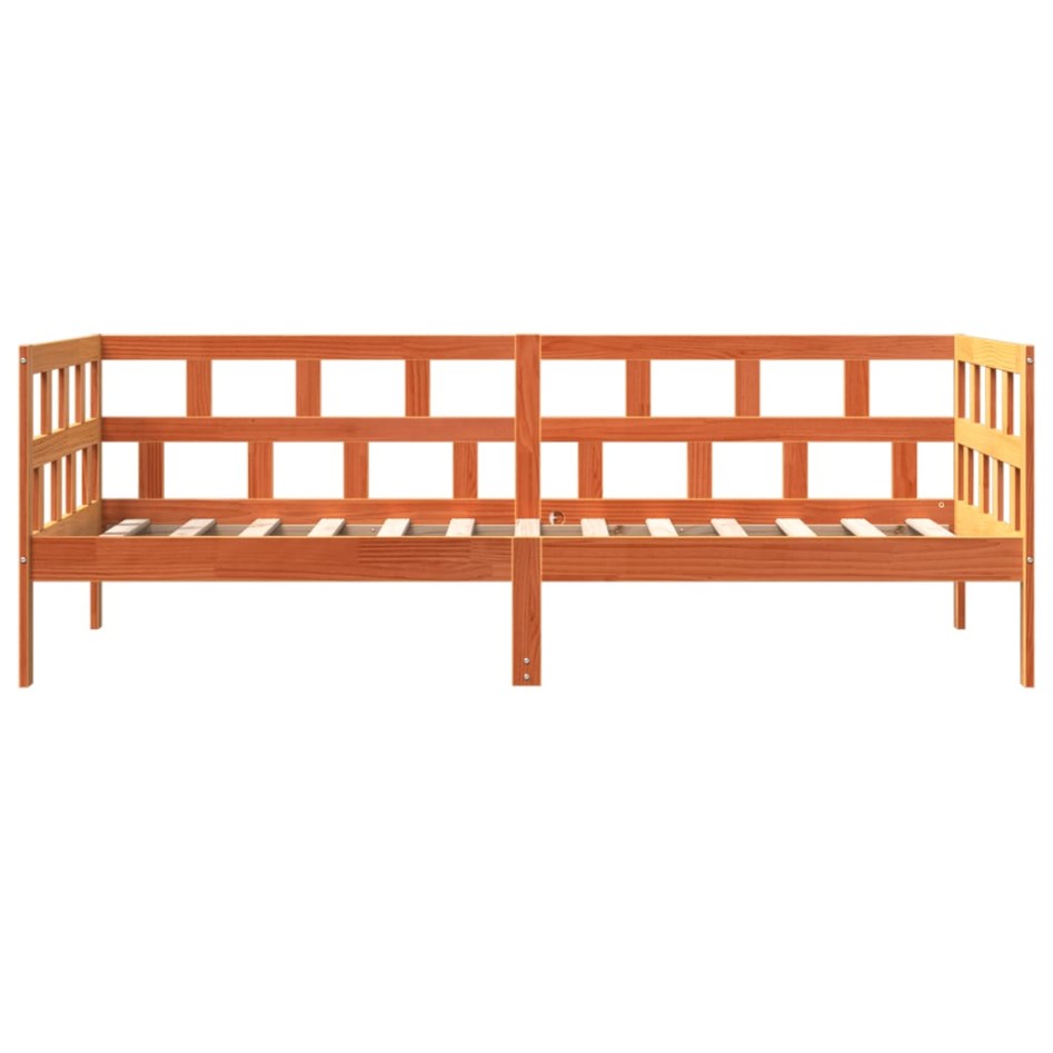 Sofá cama de madera maciza de pino marrón cera 90x190