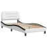 Estructura cama cabecero cuero sintético blanco negro 90x200
