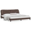 Estructura de cama cabecero cuero sintético marrón 200x200 cm