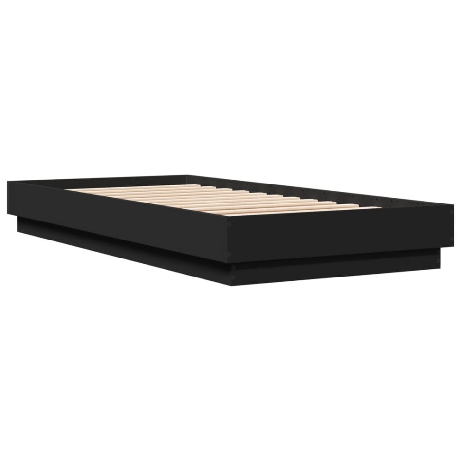 Estructura de cama con luces LED negro 100x200