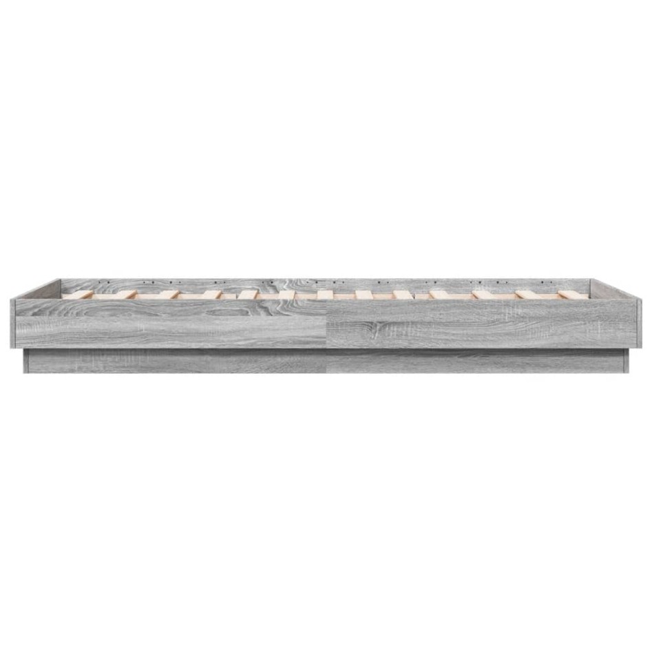 Estructura de cama con luces LED gris Sonoma 75x190