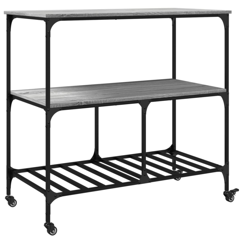 Carrito de cocina madera ingeniería gris Sonoma 100x50x95