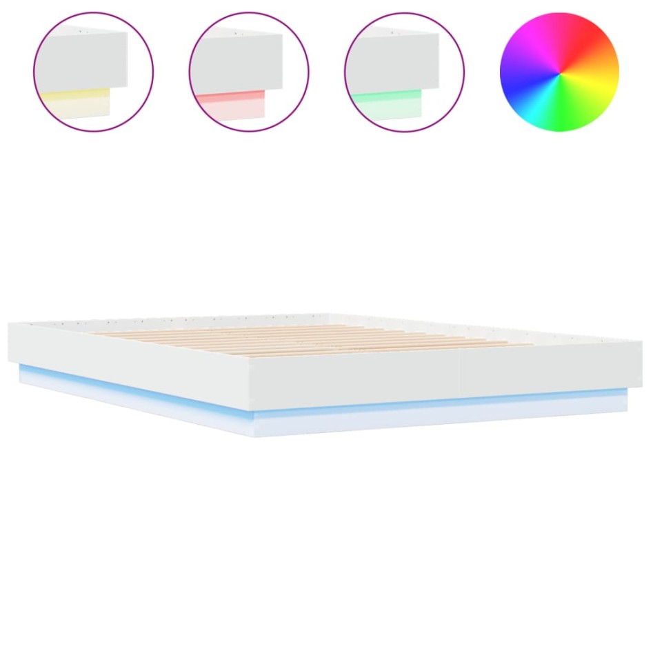 Estructura de cama con luces LED blanco 150x200