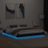 Estructura de cama con luces LED negro 180x200