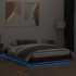 Estructura de cama con luces LED roble marrón 150x200