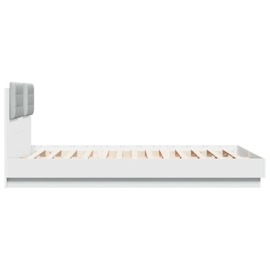 Estructura de cama con cabecero y luces LED blanco 150x200