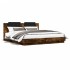 Estructura de cama cabecero luces LED roble ahumado 180x200