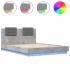 Estructura de cama cabecero luces LED gris hormigón 120x200