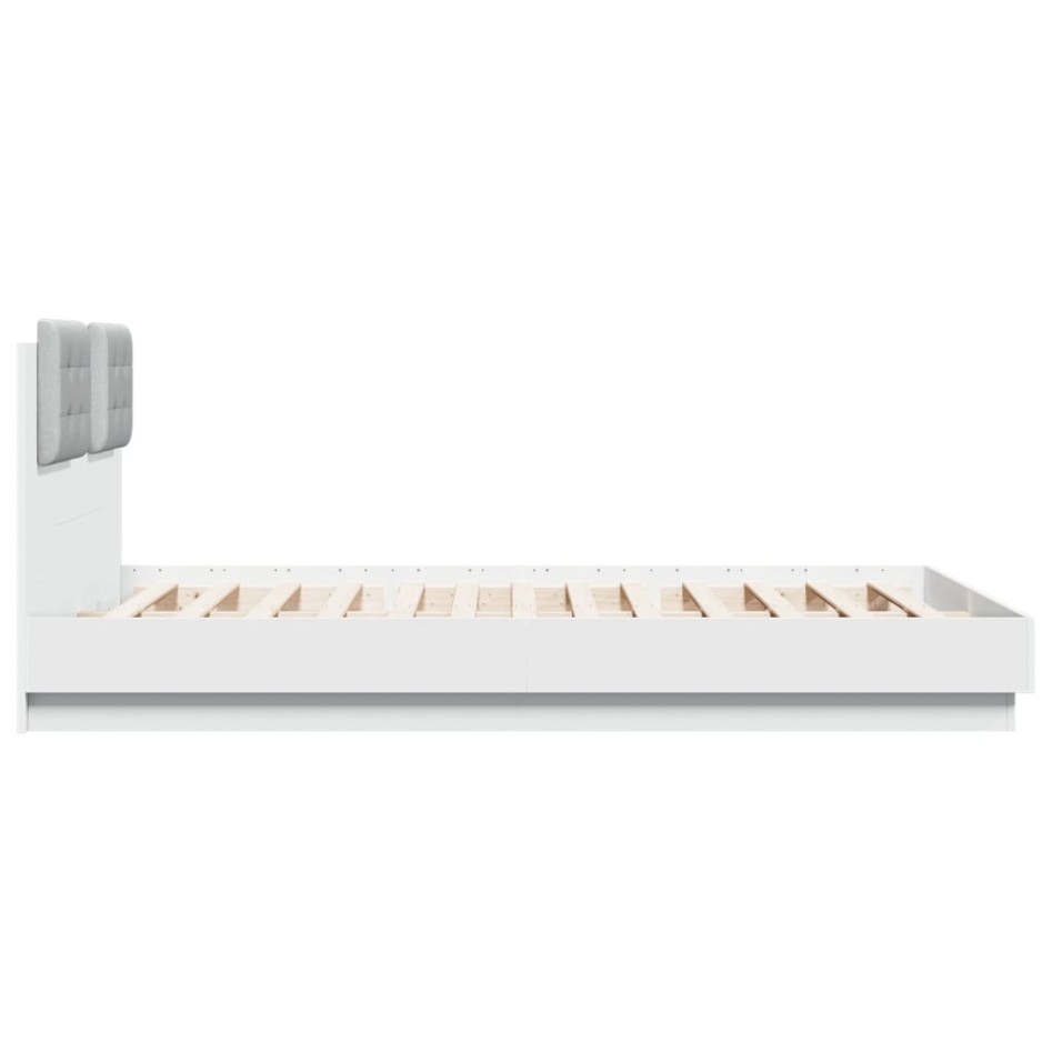 Estructura de cama con cabecero y luces LED blanco 120x200