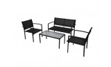 Set de muebles de jardín 4 piezas textilene negro, Modelo Mantal