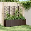 Jardinera con enrejado PP marrón 160x40x140 cm