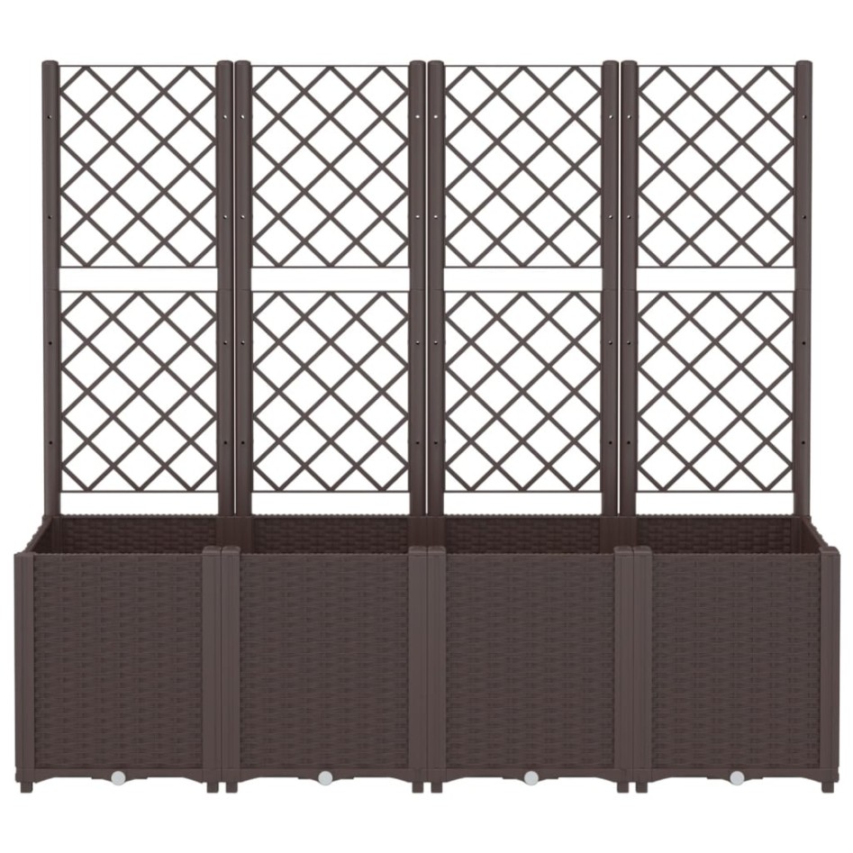 Jardinera con enrejado PP marrón 160x40x140