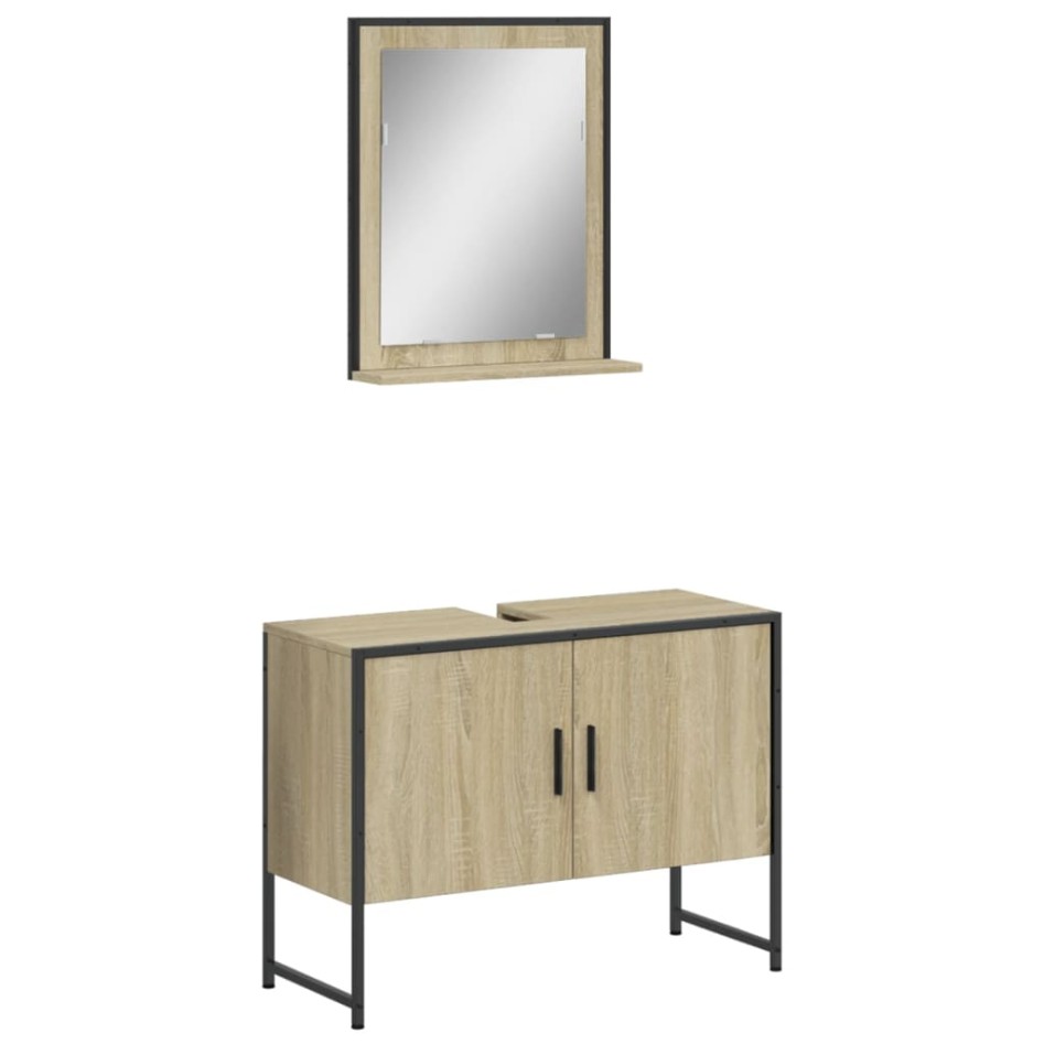 Set de muebles de baño 2 pzas madera de ingeniería roble