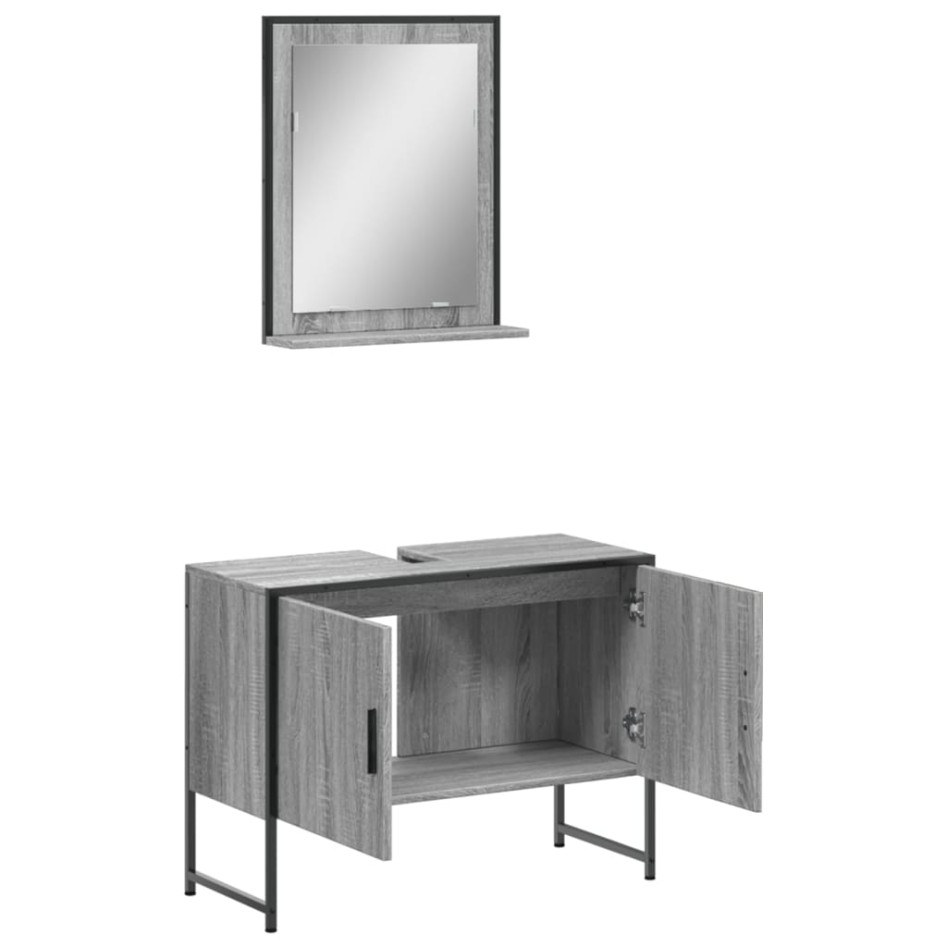 Set de muebles de baño 2 pzas madera de ingeniería gris