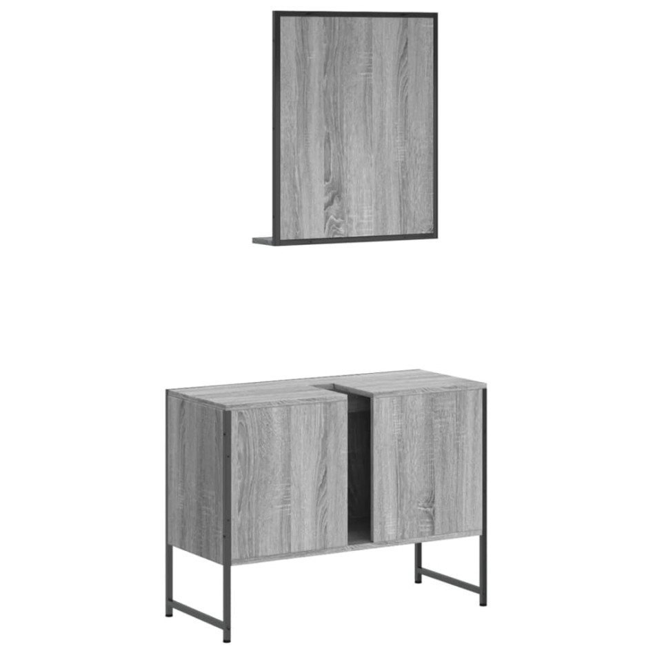 Set de muebles de baño 2 pzas madera de ingeniería gris