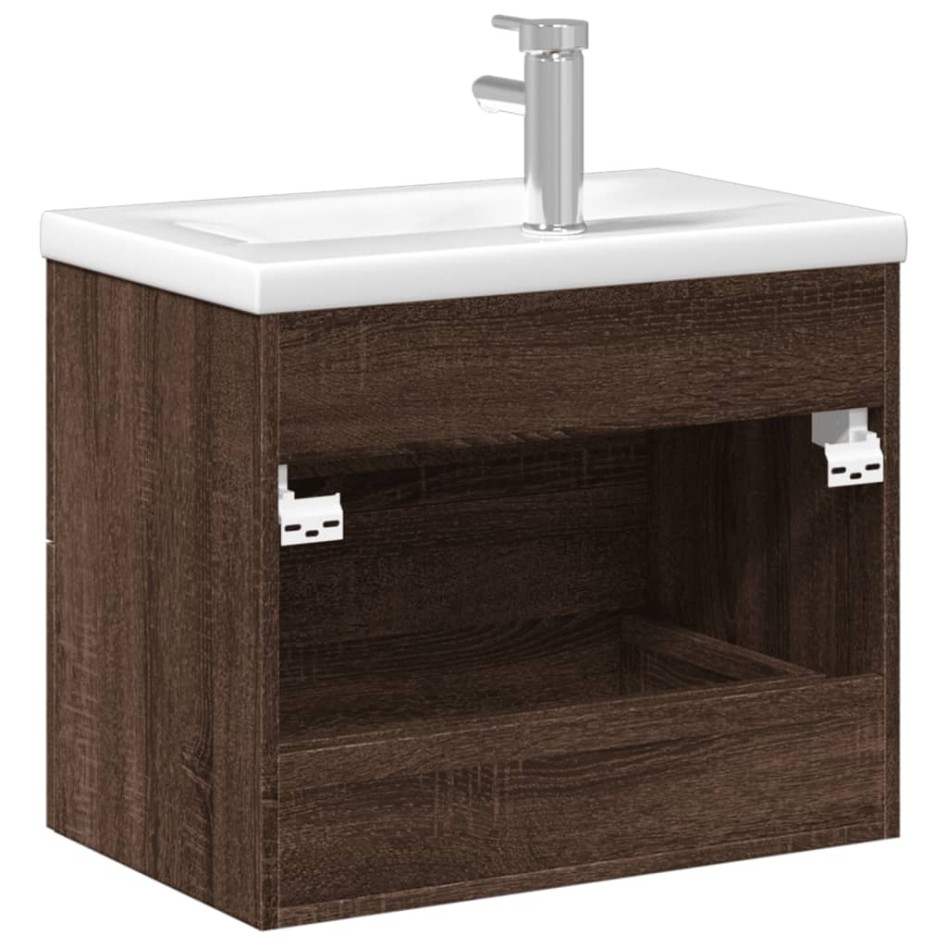 Mueble de baño con lavabo integrado marrón