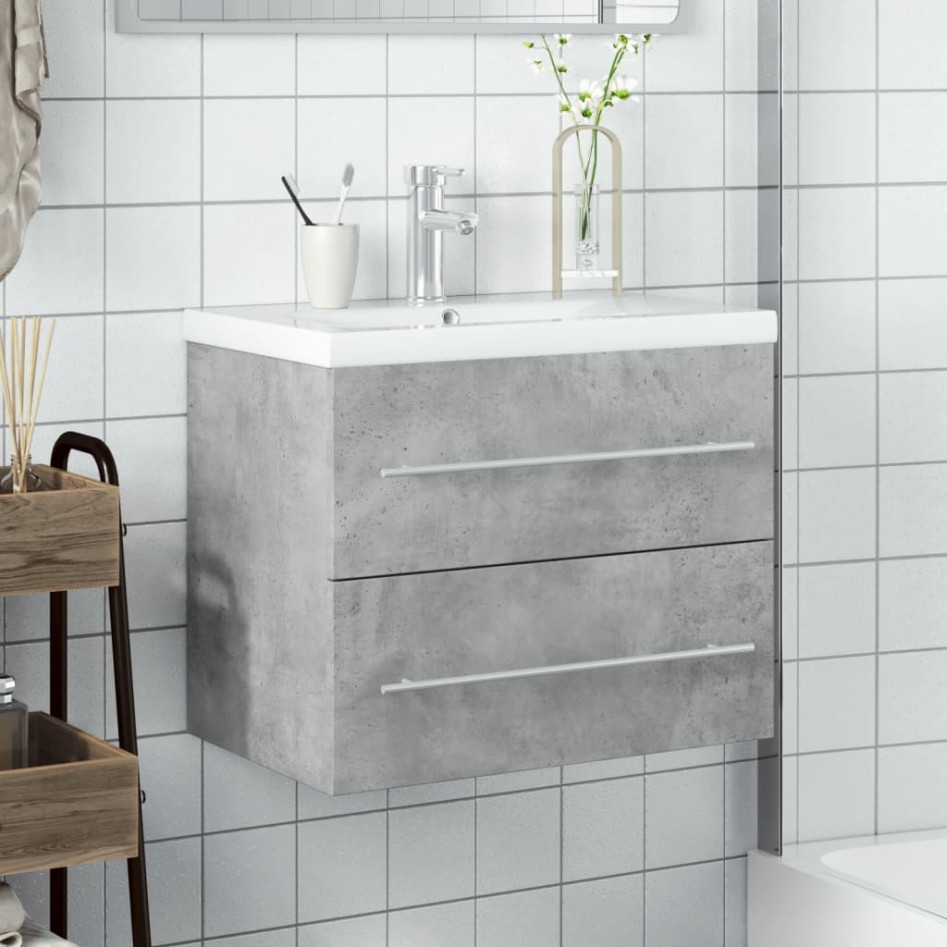 Mueble de baño con lavabo integrado gris