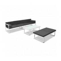 Set de muebles de jardín 4 piezas y cojines aluminio negro, Modelo Sandal