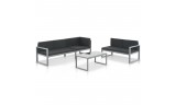 Conjunto de sofás de jardín con cojines aluminio negro 3 piezas, Modelo Rastai