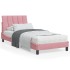 Estructura de cama con luces LED terciopelo rosa 80x200