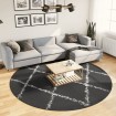Alfombra de pelo largo moderna negro y crema Ø 240 cm