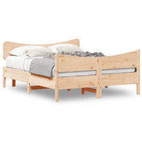 Estructura de cama con cabecero madera maciza pino 140x190