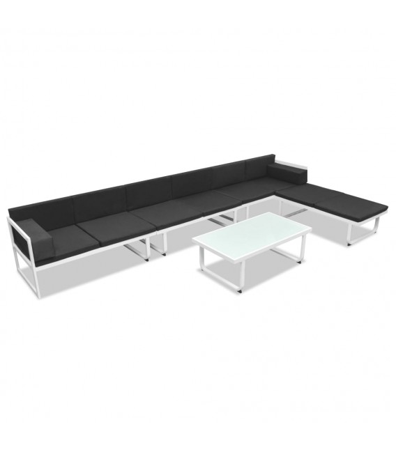 Set de muebles de jardín 5 piezas textilene aluminio negro, Modelo Zoraida