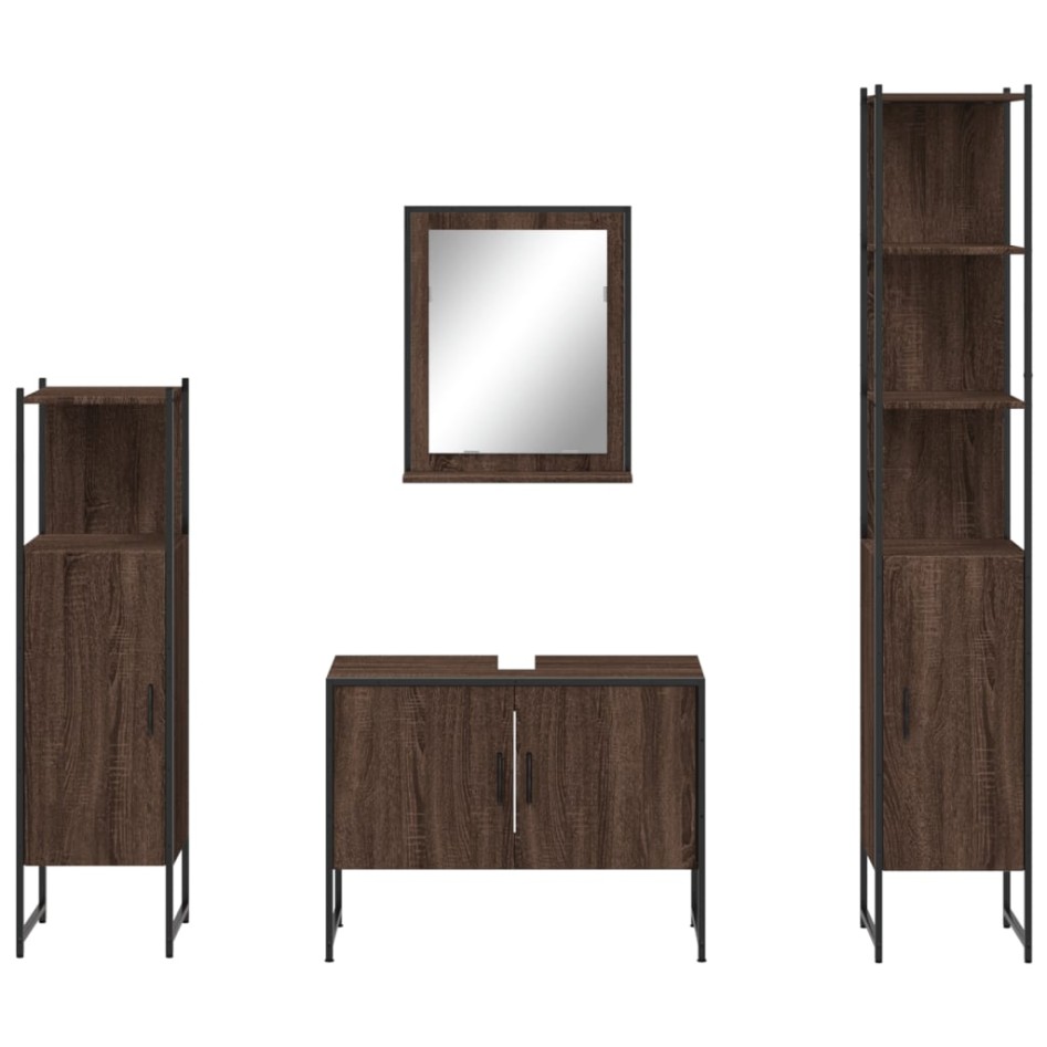Set de muebles de baño 4 pzas madera contrachapada marrón
