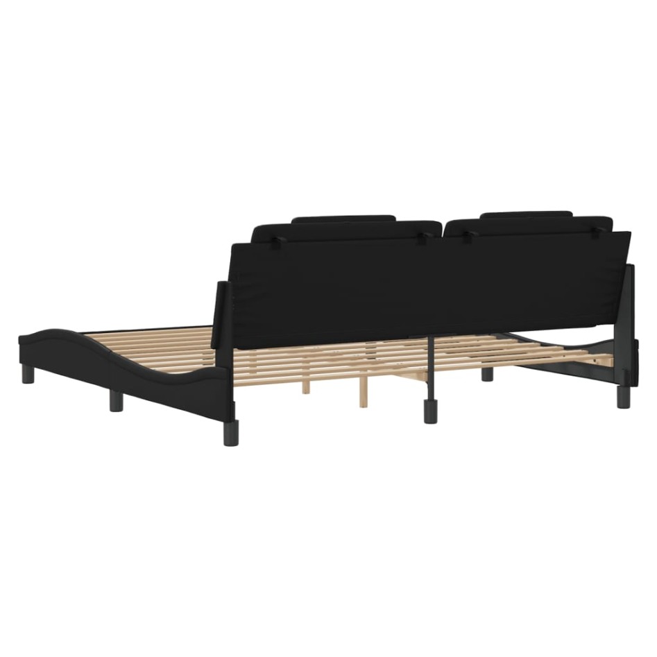 Estructura de cama con cabecero cuero sintético negro