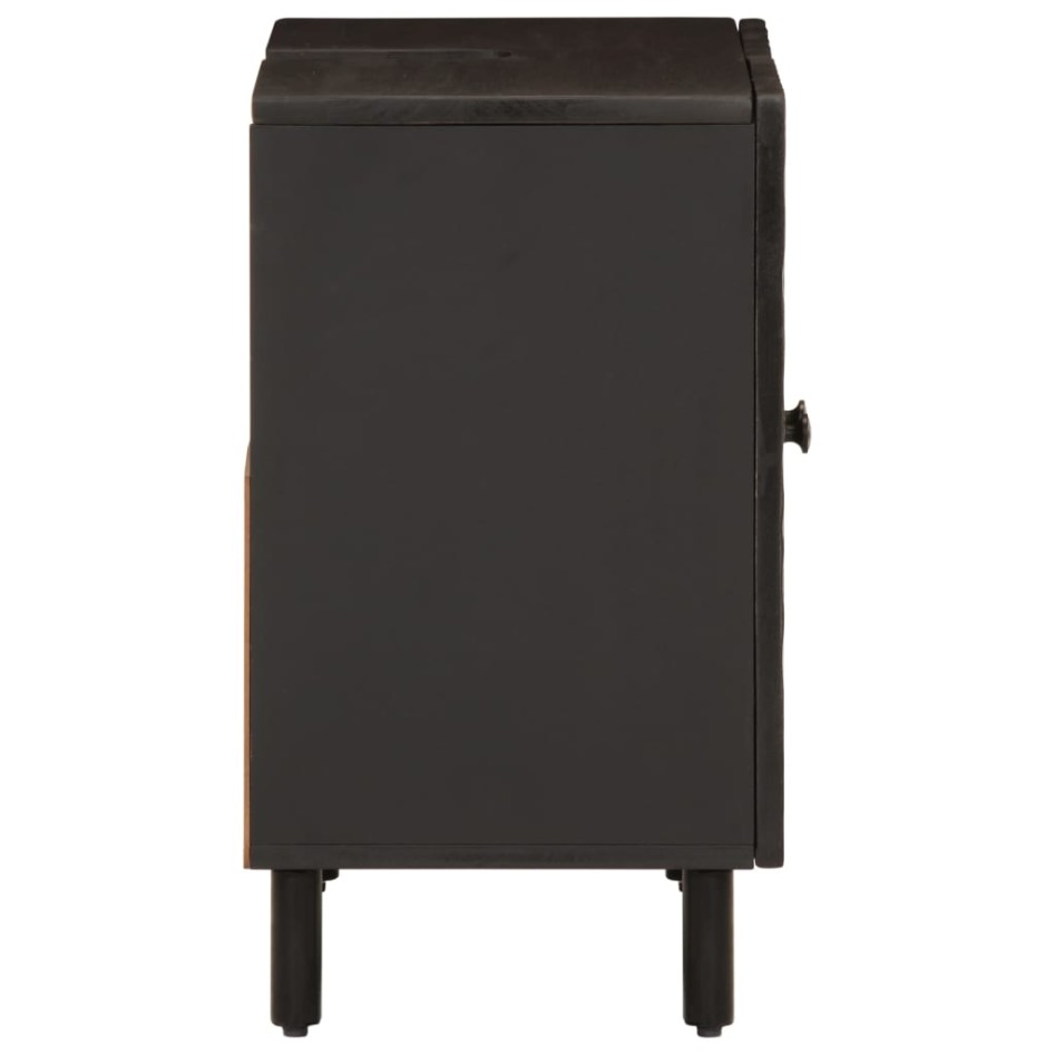 Armario de lavabo de baño madera maciza mango negro 62x33x58