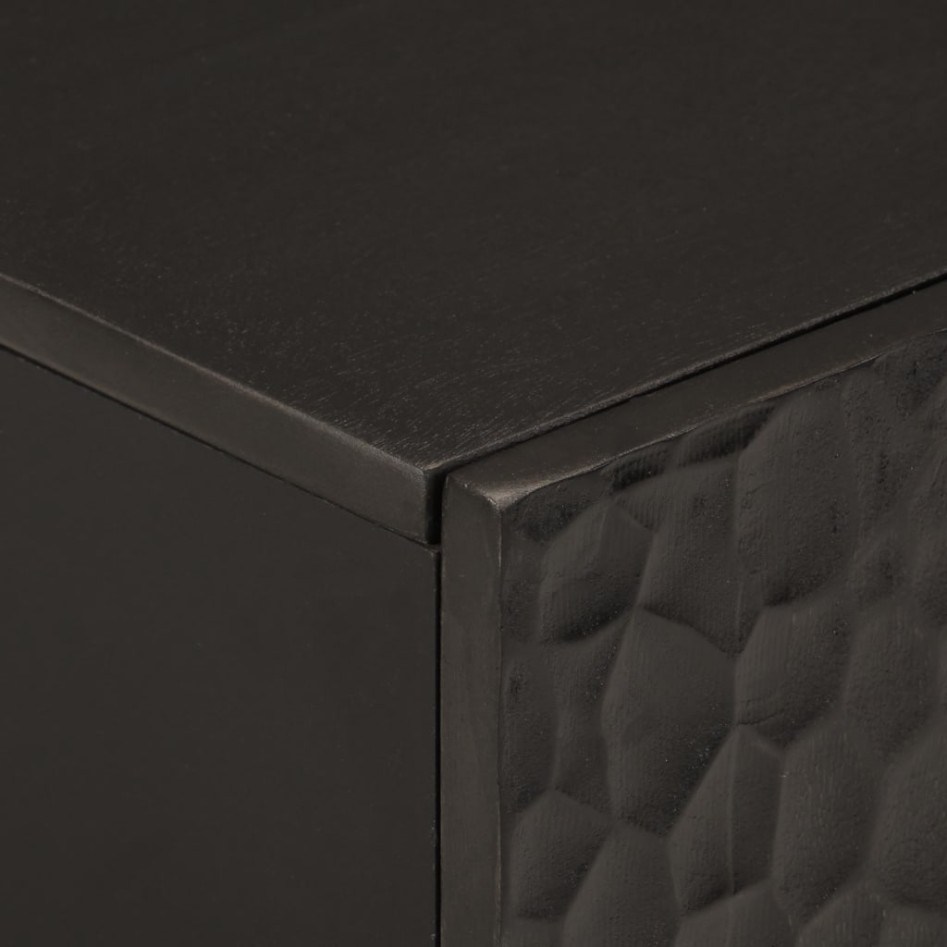 Armario de lavabo de baño madera maciza mango negro 62x33x58