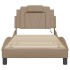 Estructura de cama con LED cuero sintético capuchino 90x190