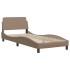 Estructura de cama con LED cuero sintético capuchino 90x190