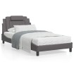 Estructura cama con luces LED cuero sintético gris 100x200 cm